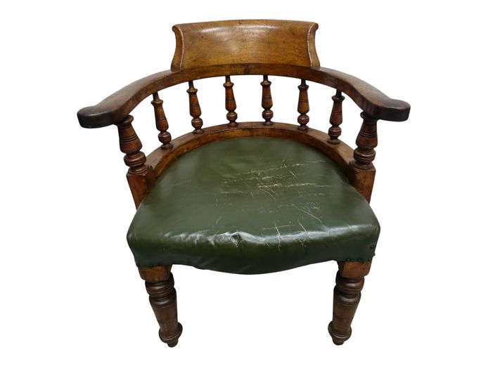 Late 19th-Century Victorian Smoker’s Bow Captain's Chair