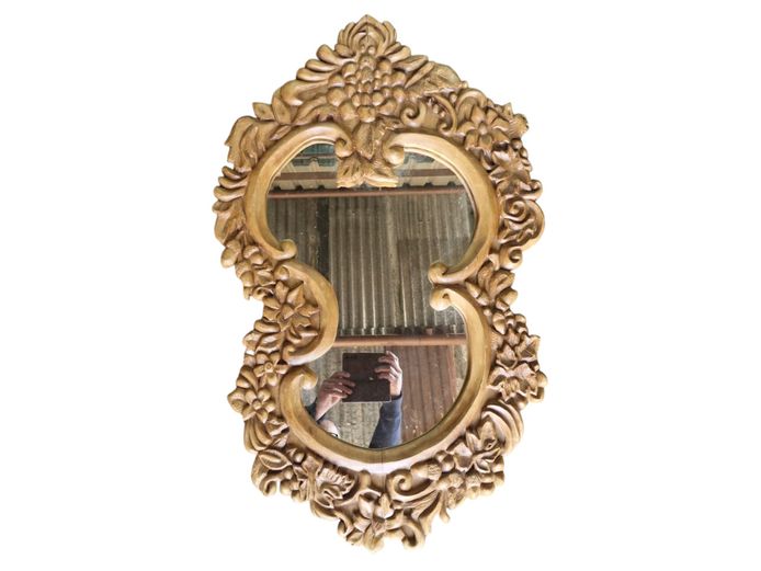 Ornate Hand-Carved Wooden Wall Mirror