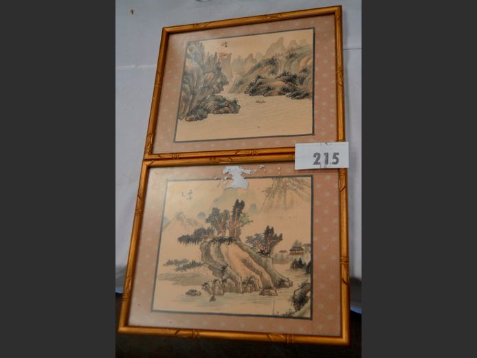 PAIR FRAMED CHINESE WATERCOLOURS, 20 x 18cm