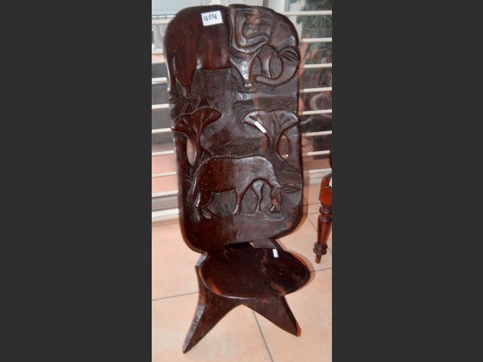 TRADITIONAL CARVED AFRICAN CHAIR [Repaired]
