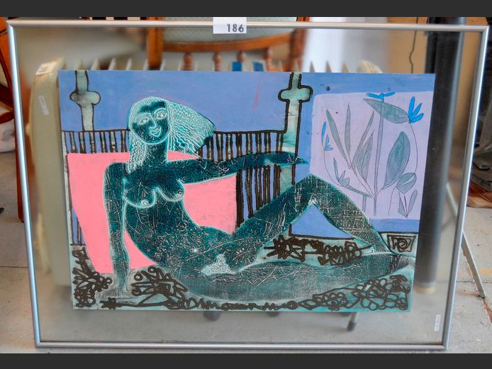 FRAMED PASTEL UNDER GLASS "NUDE STUDY" SIGNED M.A. JONES, 81.5 x 58cm