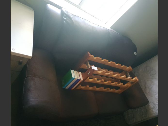 BROWN LEATHER TOUCH 2-SEATER COUCH