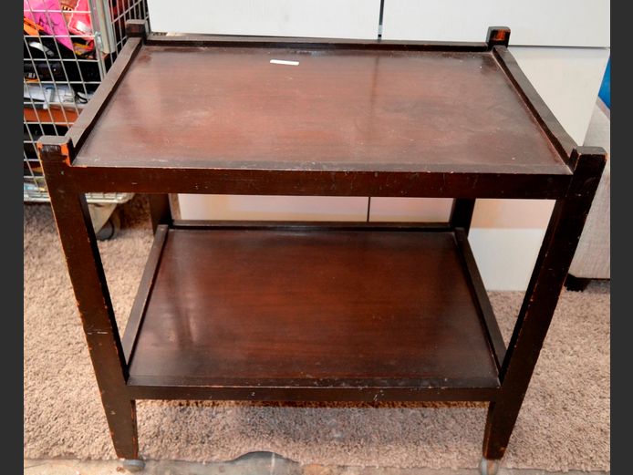 DARKWOOD TEA TROLLEY WITH BOTTOM SHELF, 65 x 44 x 66cm