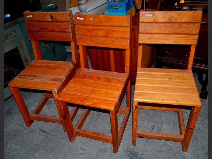SET OF 3 PINE DINING CHAIRS