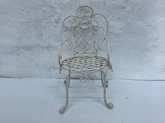 Vintage White Wirework Miniature Doll's Garden Armchair