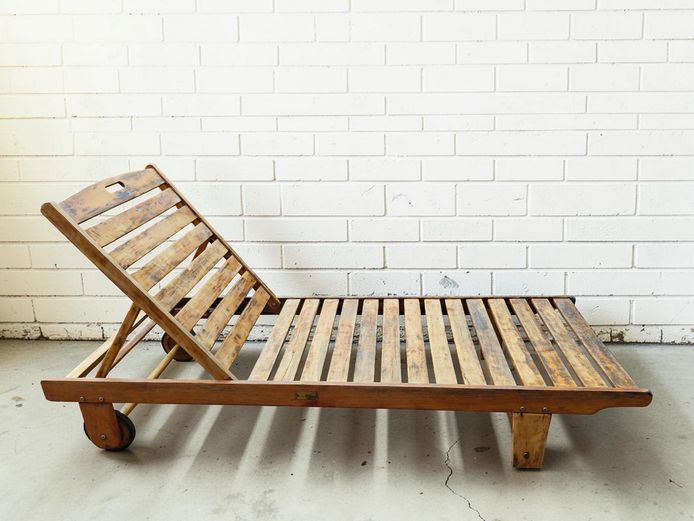 Vintage Terrace Leisure Wooden Slatted Sun Lounger