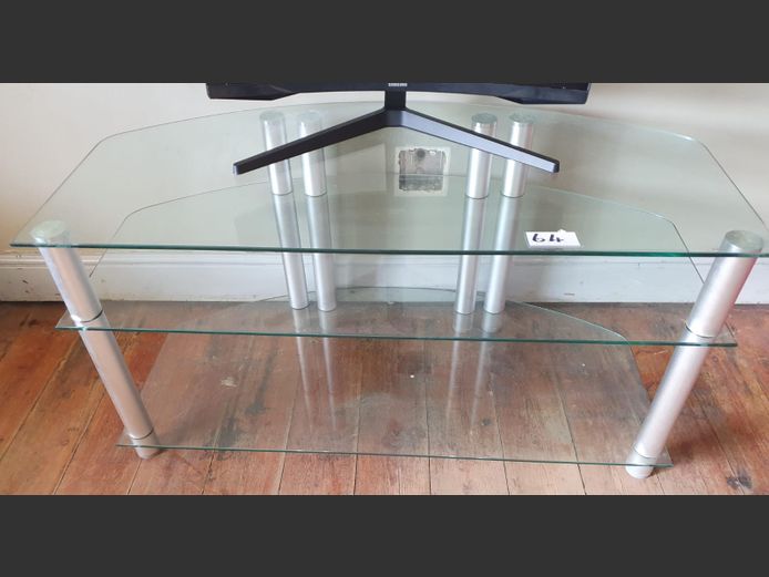 Metal & Glass 3-Tier TV Stand