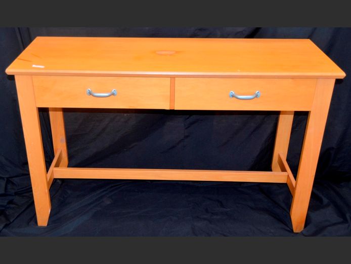 BEECHWOOD 2-DRAWER SERVER, 123 x 40 x 76cm [Water damage to top]