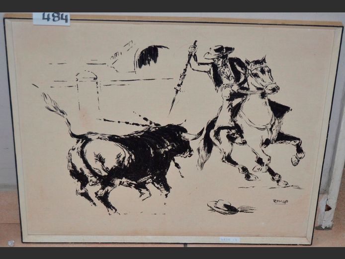 FRAMED & SIGNED OIL ON BOARD "MATADOR", 62.5 x 50.5cm