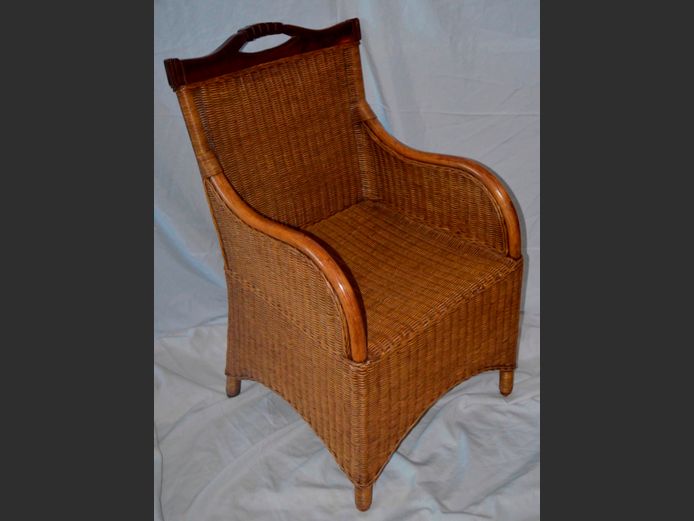 DARKWOOD & WICKER ARMCHAIR