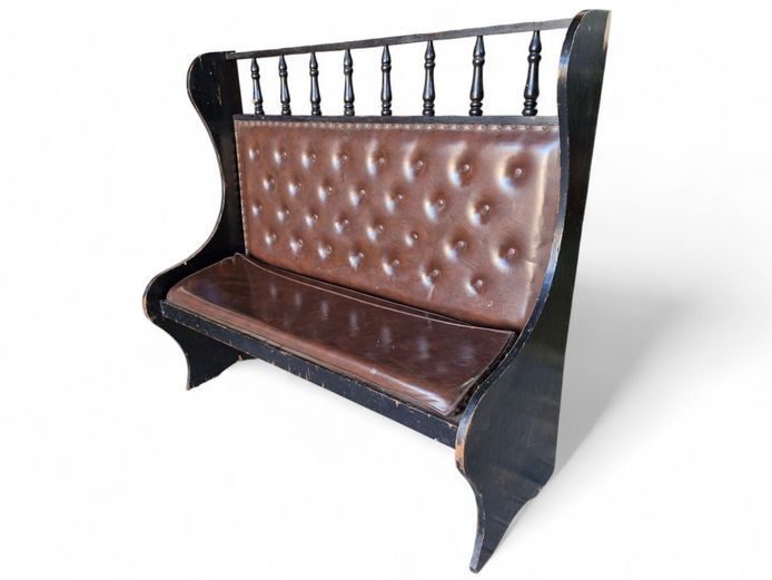 Vintage Spindle Back Veneered Bench