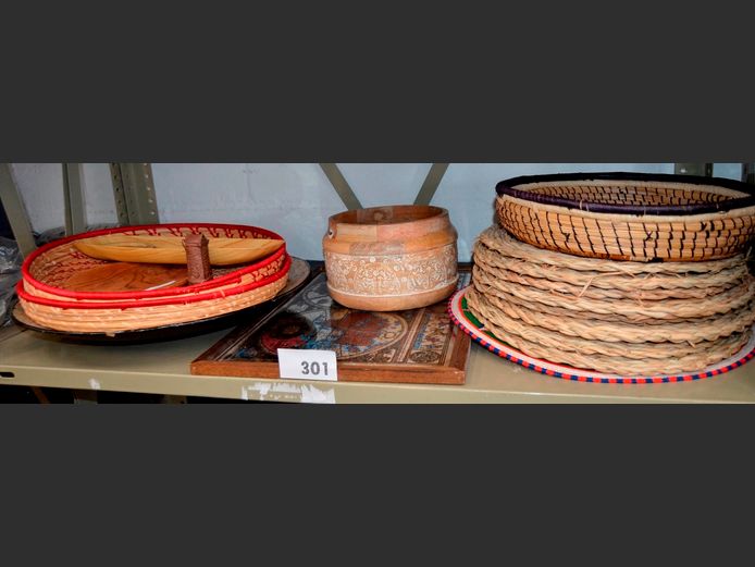 DECORATIVE BOWL, WOVEN BASKETS, WOODEN BOWL, etc