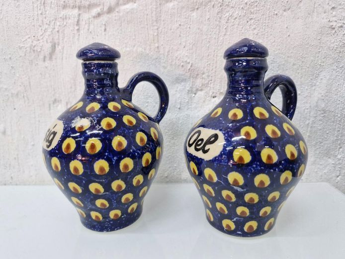 Ceramic Oil & Vinegar Cruet Set - German Essig & Oel