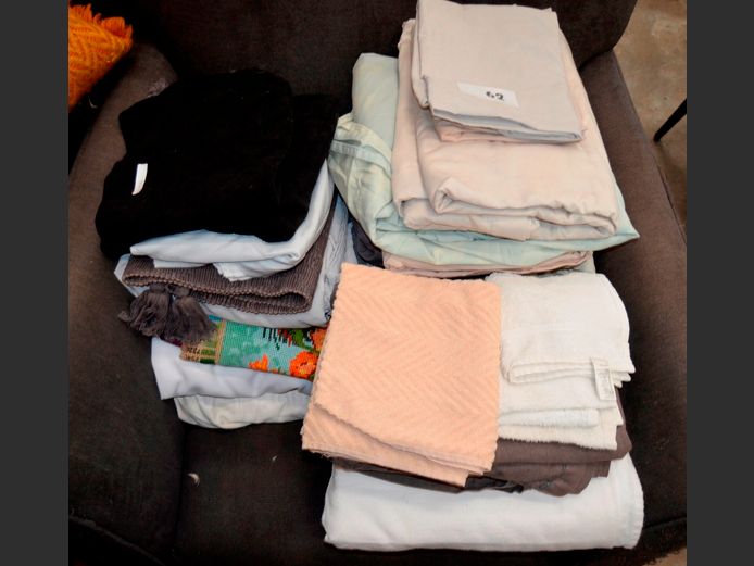 ASSORTED SHEETS, TOWELS, etc
