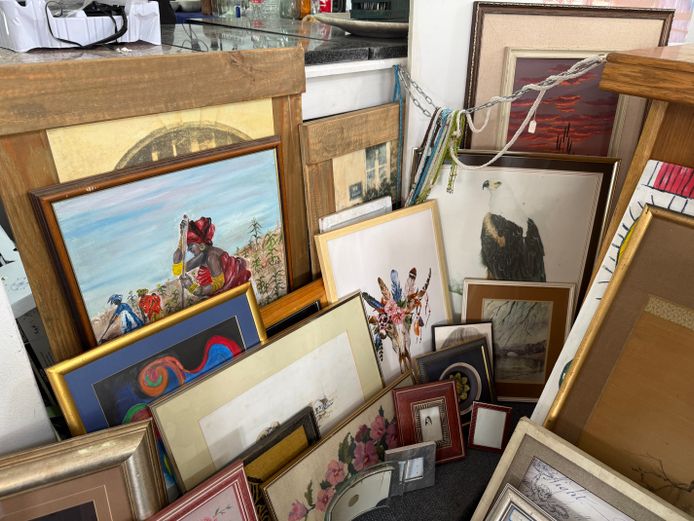 Lot of various frames and art pieces