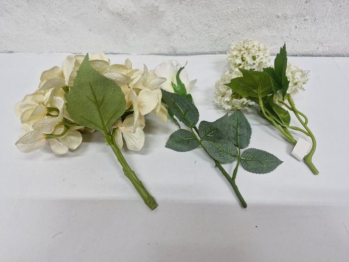 Set of 3 Assorted Cream Coloured Artificial Floral Stems 