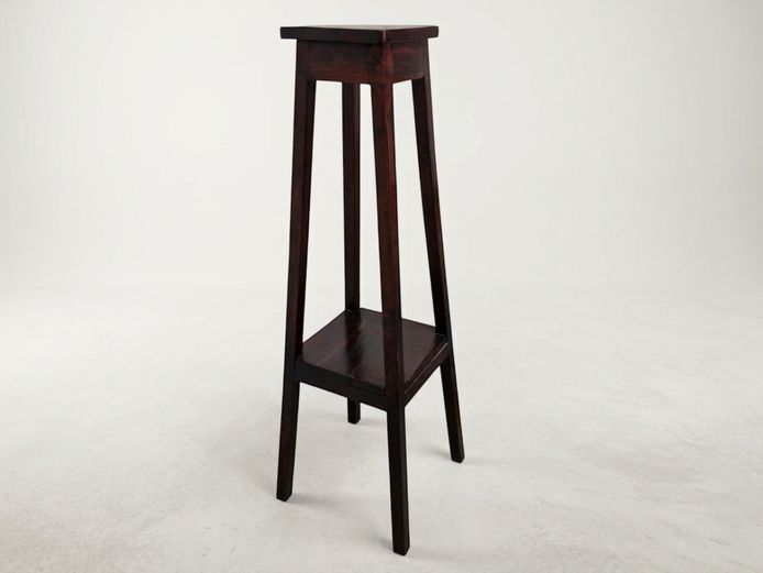 Tall Vintage Arts & Crafts Style Dark Stained Wooden Plant Stand