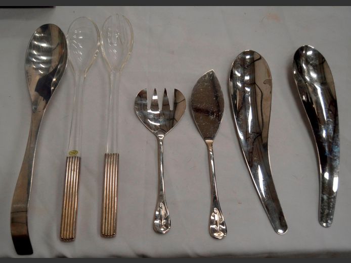 SET CONRAN SALAD SPOONS & STAINLESS STEEL FISH SERVING KNIFE & FORK SET