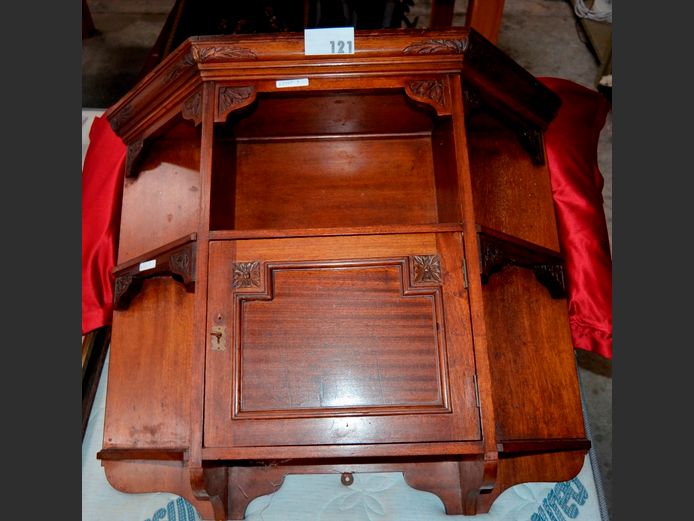 MAHOGANY SINGLE DOOR WALL MOUNT SPICE CABINET, 72 x 19 x 66cm