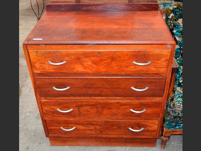 TEAK 4-DRAWER CHEST OF DRAWERS, 76 x 45.5 x 86cm [Scratches to side]