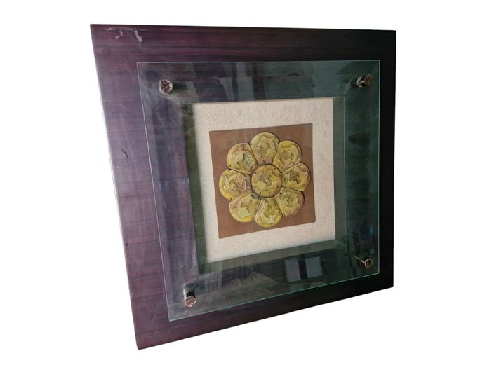 Framed Carved Jade-Style Rosette Wall Plaque