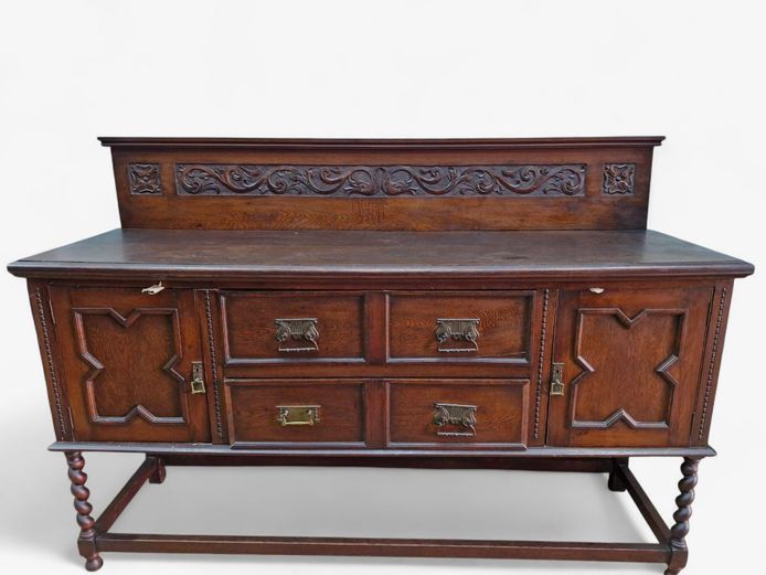 Antique Jacobean-Style Carved Oak Sideboard