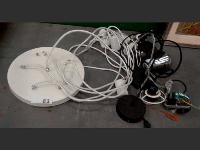WHITE HANGING CEILING LIGHT & ANOTHER