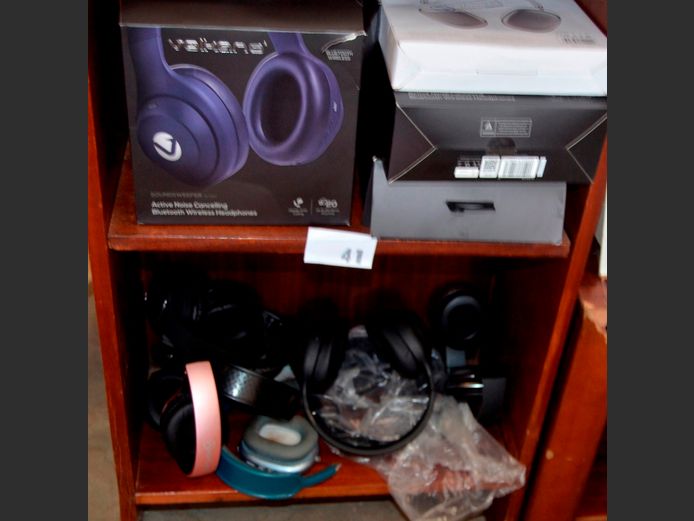LOT ON 2 SHELVES: 10 x VOLKANO HEADPHONES [Untested]