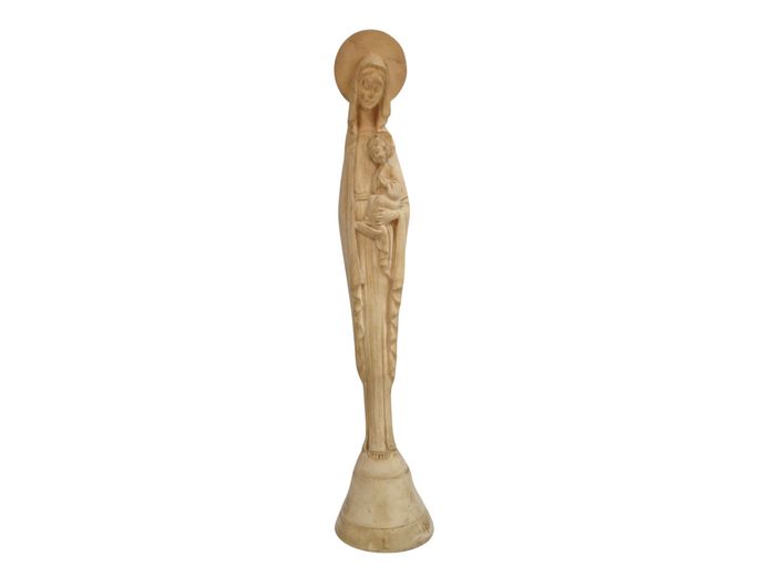 Vintage Stylized Alabaster Madonna and Child Figurine
