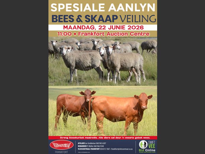 SPESIALE BEES EN SKAAP AANLYN VEILING