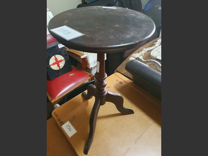 IMBUIA SIDE TABLE ON PEDESTAL BASE, 28cm Diameter x 48cm High