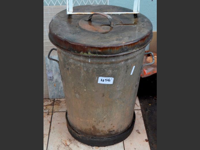 GALVANISED BIN WITH LID, 50cm Diameter x 68cm High
