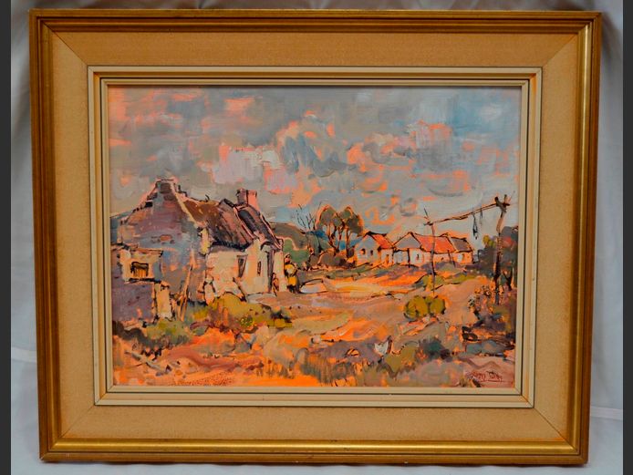 JAMES YATES OIL ON CANVAS "CAPE COTTAGES", 40 x 30cm [S6173]