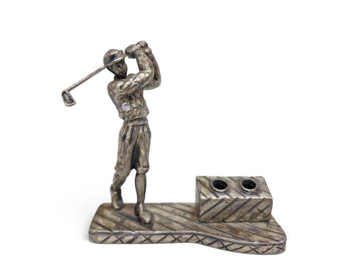 Vintage Golfer Figurine Desk Pen Stand