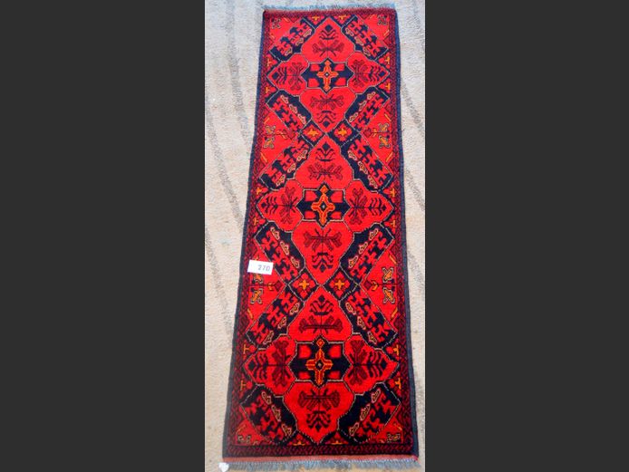 RED, BLUE & MUSTARD PERSIAN RUNNER, 150 x 49cm