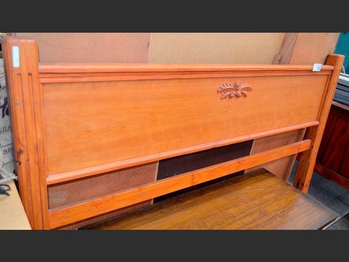 STAINED PINE DOUBLE HEADBOARD