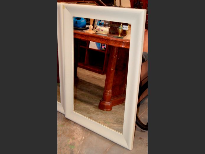 WHITE FRAMED MIRROR, 102 x 72cm