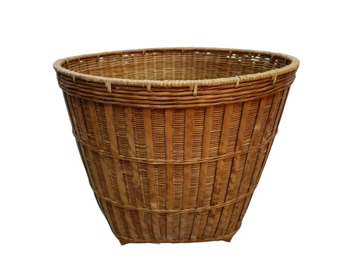 Vintage Hand-Woven Southeast Asian Bamboo Basket