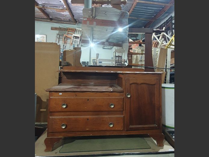 VINTAGE KIAAT 2-DRAWER, SINGLE DOOR DRESSING TABLE WITH MIRROR, 104 x 47 x 152cm