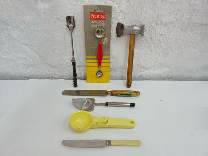 Retro Kitchen Lot: Utensils, Gadgets, Cheese Slicer