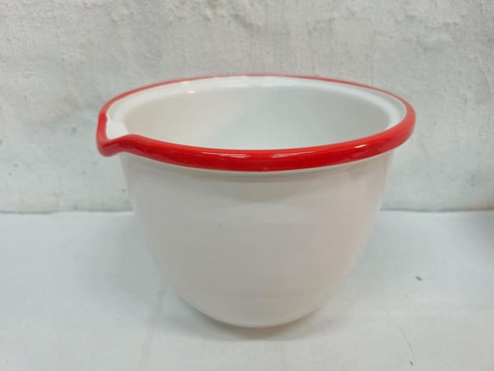 Dansk Portugal Ceramic Mixing Bowl With Red Trim & Spout