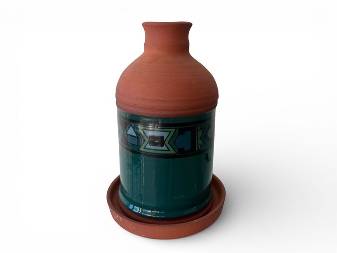 Decorative Glazed Ceramic Vase / Planter with Drip Tray