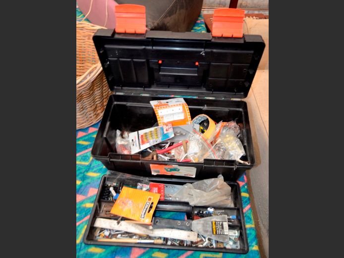 BIG JIM TOOLBOX & CONTENTS, 47 x 27 x 25cm