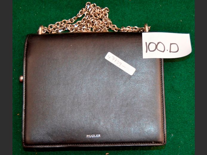 MUGLER BLACK LEATHER HANDBAG