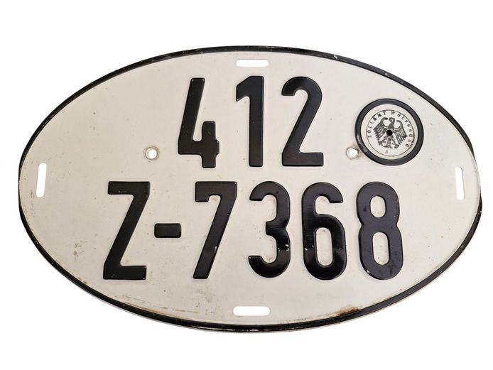 1970's German Oval Customs License Plate 