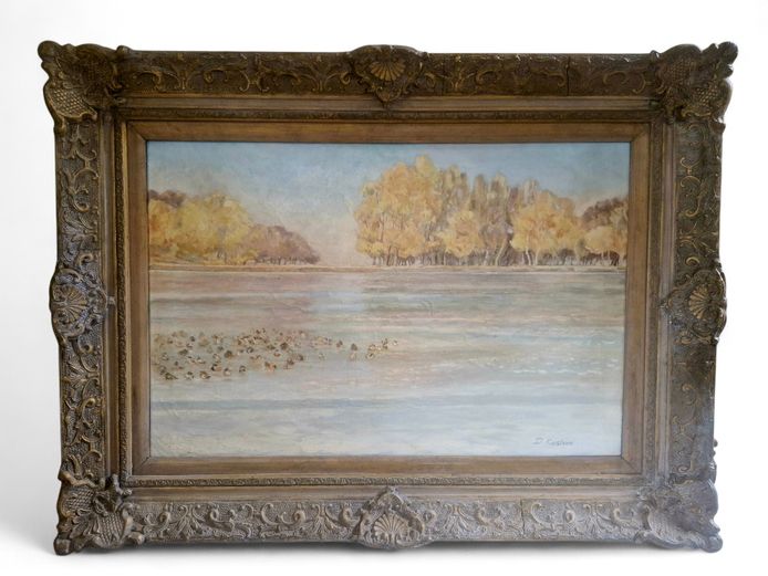 D. Kershaw Original Oil Painting in Antique-Style Frame