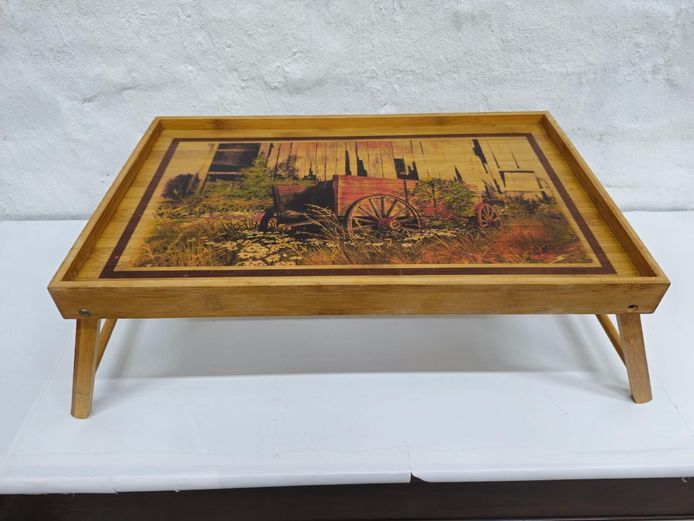 Vintage Americana Rustic Wagon & Barn Foldable Bed Tray
