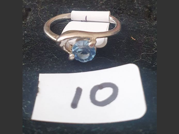 SILVER DRESS RING WITH BLUE STONE