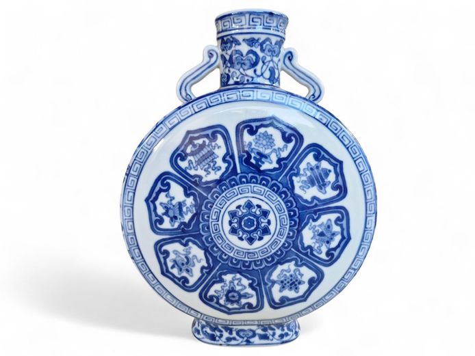 Chinese Blue & White Ming Style Moonflask