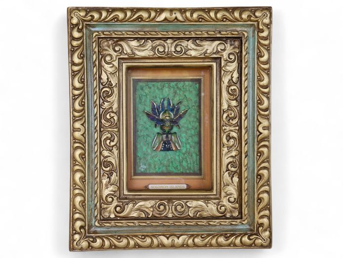 Humanoid Artefact in Ornate Gilded Framed Shadow Box
